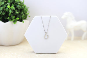 A sterling silver horseshoe pendant with simulated diamonds - Equestrian gifts