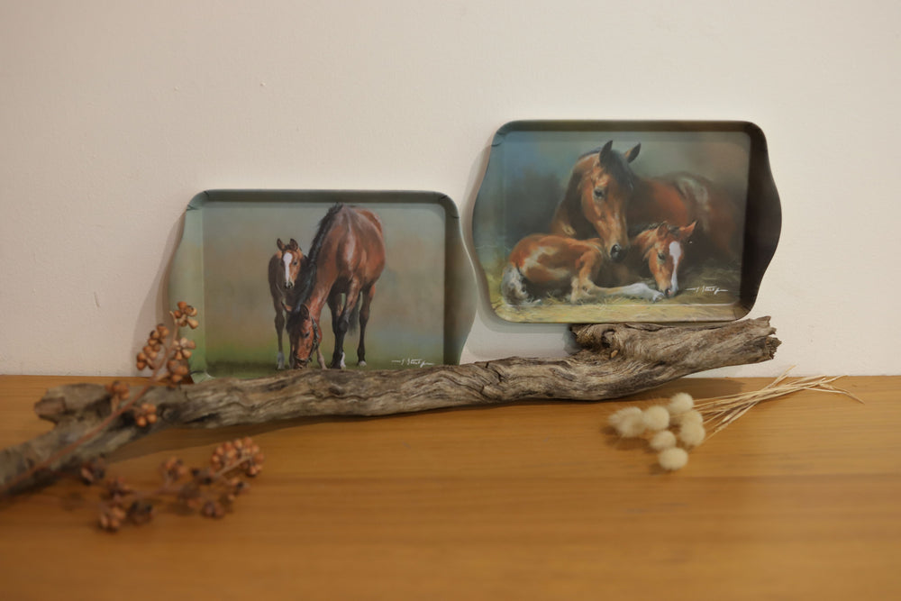 Two decorative trinket trays with horse imagery, a perfect horse lover gift