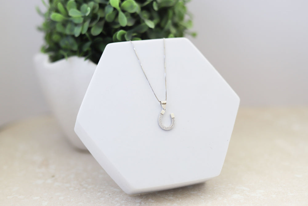 Sterling Silver Horseshoe Necklace Bling – Equestrian Wishes