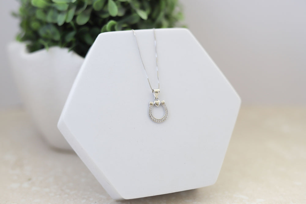A Sterling silver horseshoe and a heart - Horse lover gift